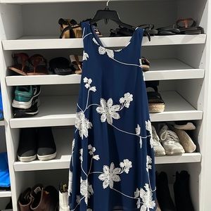 Navy Dress with White Flowers